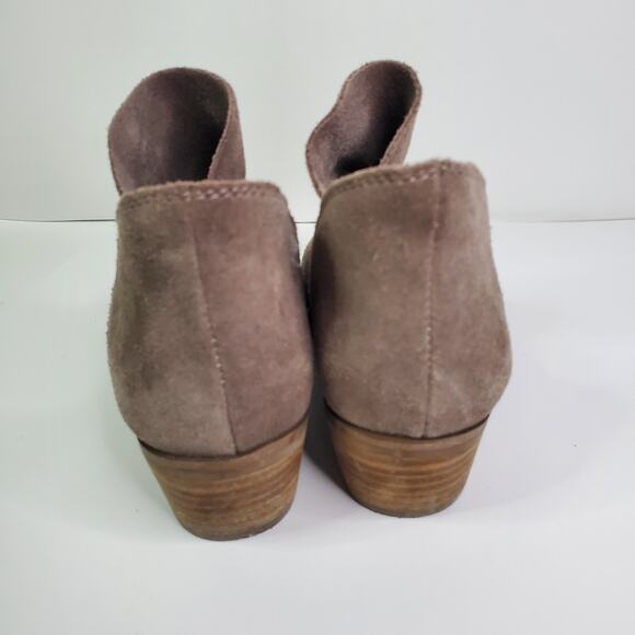 Lucky Brand Boots Womens 6.5 M Fahmida Casual Ankle Bootie Taupe Suede Heels - Picture 4 of 13